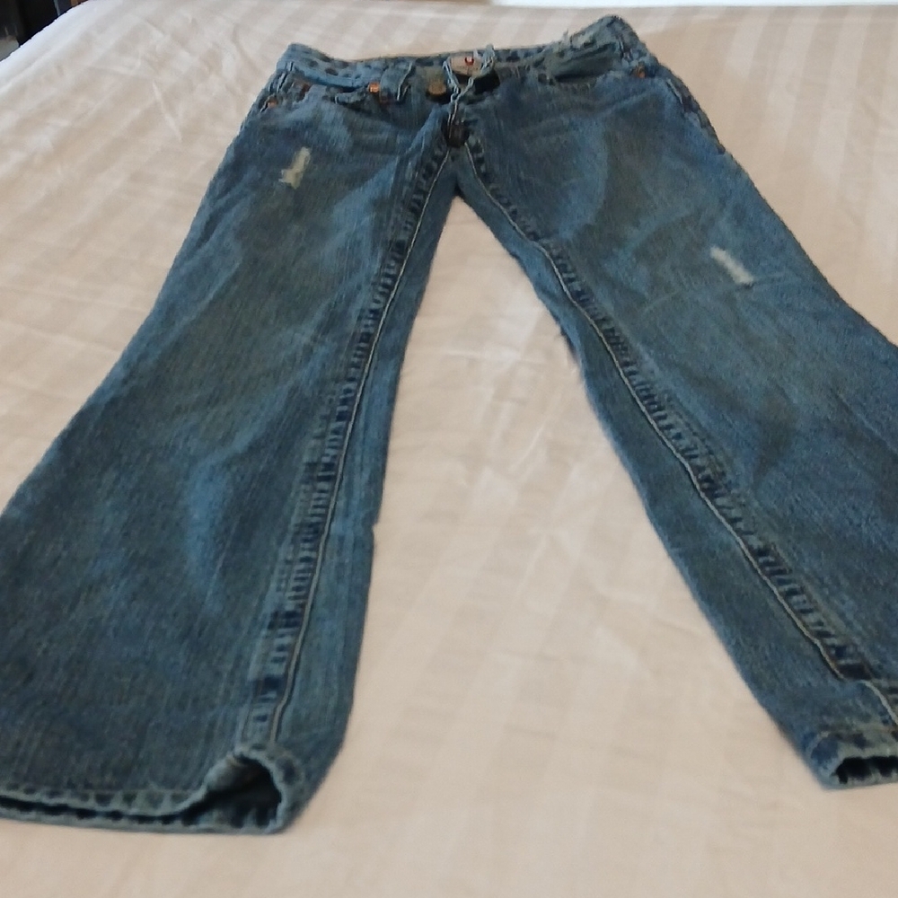 Vintage Y2K True Religion Jeans "Bobby" 26 Goddess Pocket Needs Zipper Repair - Picture 7 of 7